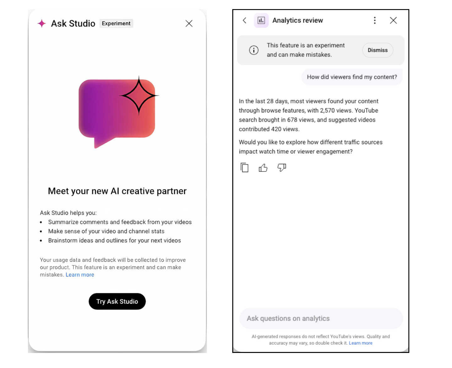 YouTube測試新AI助理「Ask Studio」，助創作者輕鬆掌握頻道數據 ...